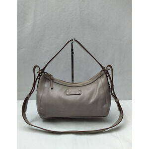 Kate Spade Gray Pebbled Leather Zipper Closure Crossbody Shoulder Bag